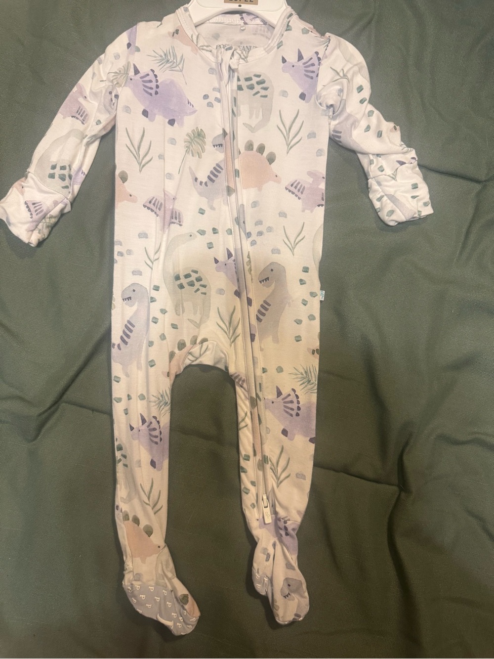 Posh peanut Baby Dino Print Footed One-Piece